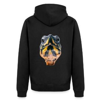 Schildkröte - Unisex Premium Bio Zip Hoodie - Schwarz - Hinten - Nico (187cm)