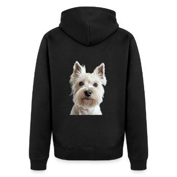 West Highland White Terrier - Unisex Premium Organic Zip Hoodie - black - Back - Nico (187cm)