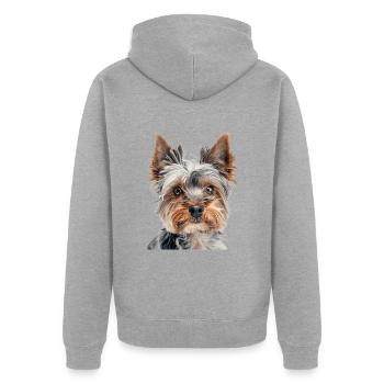 Yorkshire Terrier - Unisex Premium Organic Zip Hoodie - heather grey - Back - Nico (187cm)
