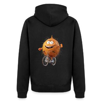 Kokusnuss Fahrrad - Unisex Premium Bio Zip Hoodie - Schwarz - Hinten - Nico (187cm)