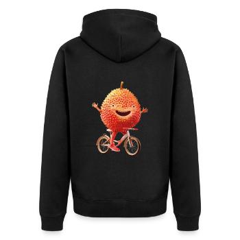 Lychee Bike - Unisex Premium Organic Zip Hoodie - black - Back - Nico (187cm)