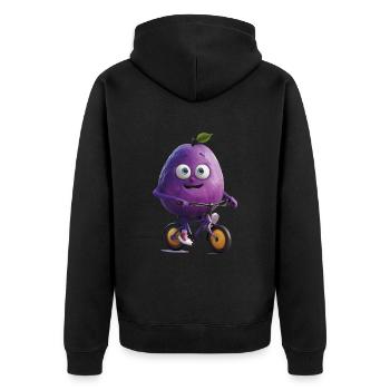 Pflaume Fahrrad - Unisex Premium Bio Zip Hoodie - Schwarz - Hinten - Nico (187cm)