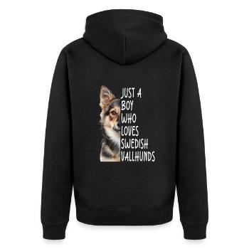 Schwedischer Vallhund - Unisex Premium Bio Zip Hoodie - Schwarz - Hinten - Nico (187cm)