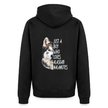 Alaskan Malamute - Unisex Premium Organic Zip Hoodie - black - Back - Nico (187cm)