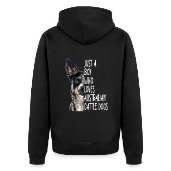 Australischer Treibhund - Unisex Premium Bio Zip Hoodie - Schwarz - Hinten - Nico (187cm)