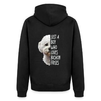Bichon Frisé - Veste à capuche bio Premium Unisexe - noir - Dos - Nico (187cm)