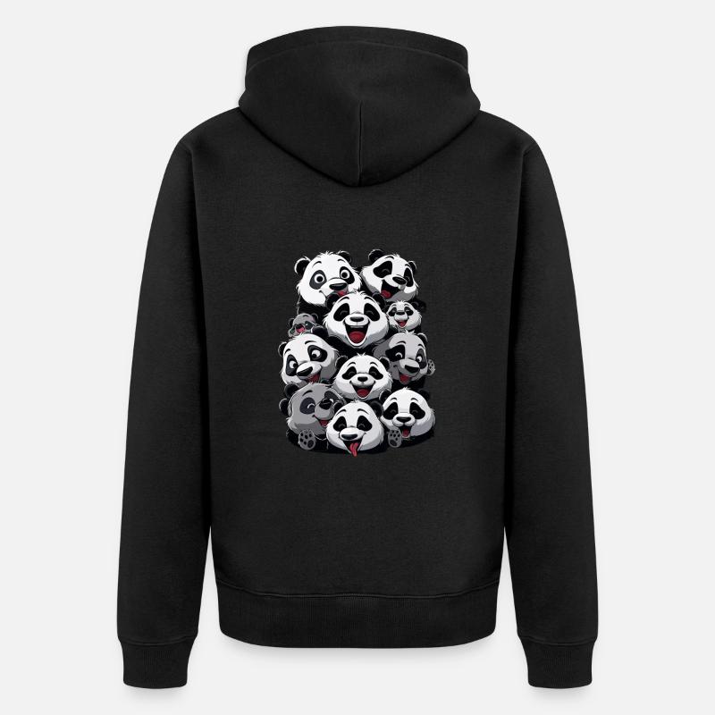 Panda - Unisex Premium Bio Zip Hoodie - Schwarz