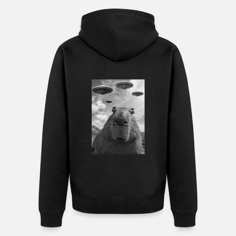 Capybara selfie OVNI - Veste à capuche bio Premium Unisexe - noir