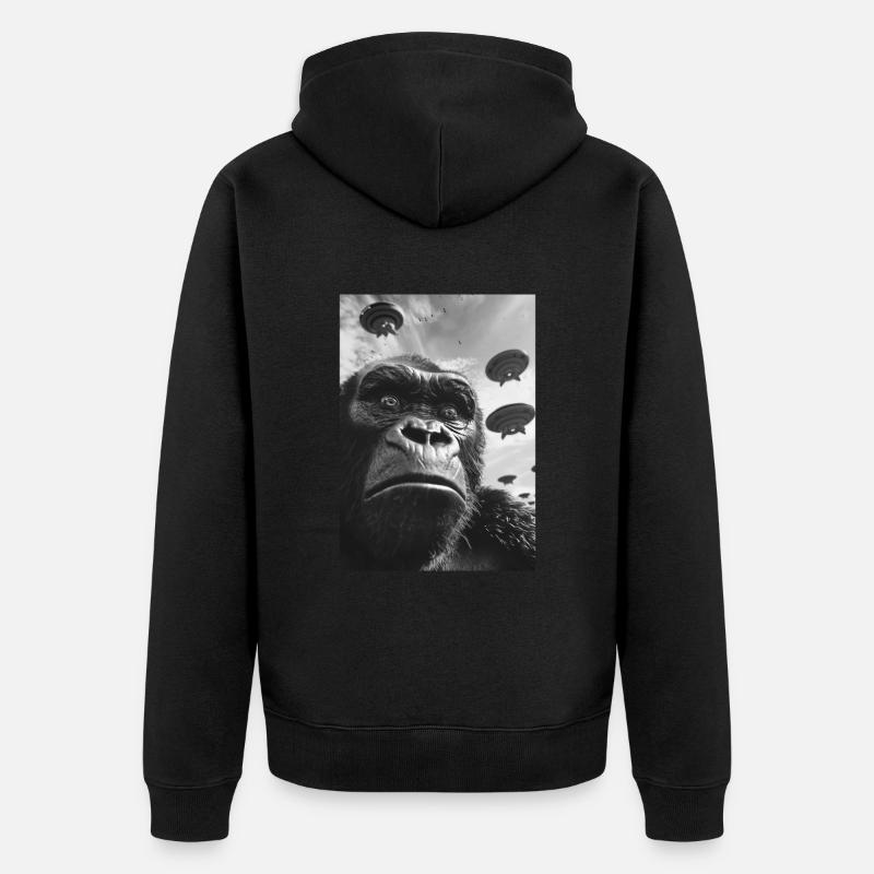 Gorille selfie OVNI - Veste à capuche bio Premium Unisexe - noir