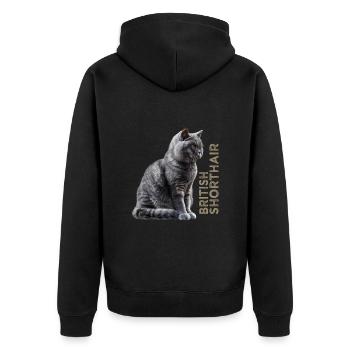 British shorthair - Unisex Premium Bio Zip Hoodie - Schwarz - Hinten - Nico (187cm)