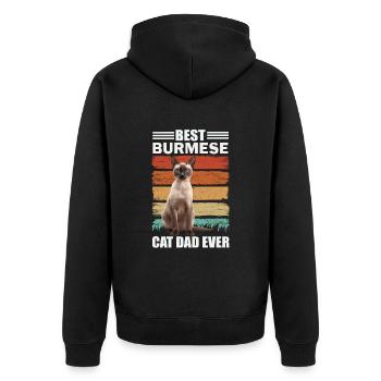 Burmese Dad Cat - Unisex Premium Organic Zip Hoodie - black - Back - Nico (187cm)