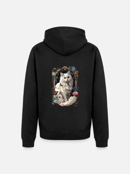 Turkish Angora Cat - Unisex Premium Organic Zip Hoodie - black