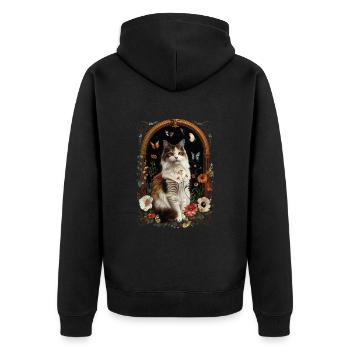 Türkische Van-Katze - Unisex Premium Bio Zip Hoodie - Schwarz - Hinten - Nico (187cm)
