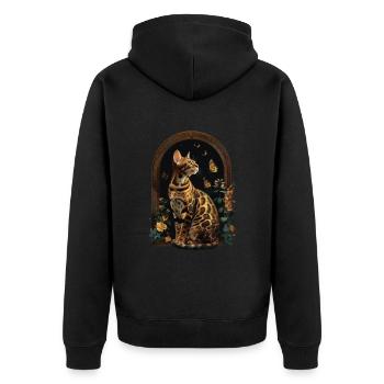 Bengalkatze - Unisex Premium Bio Zip Hoodie - Schwarz - Hinten - Nico (187cm)