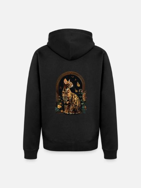 Leopard cat - Unisex Premium Organic Zip Hoodie - black