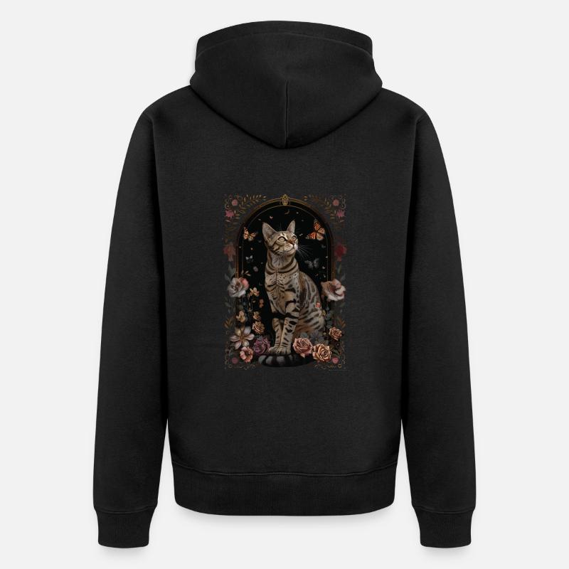 Chat Mau égyptien - Veste à capuche bio Premium Unisexe - noir