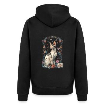 Cornish Rex Katze - Unisex Premium Bio Zip Hoodie - Schwarz - Hinten - Nico (187cm)
