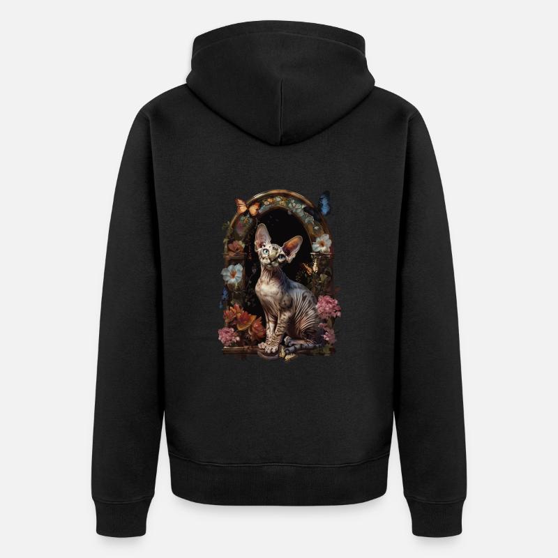 Devon Rex Katze - Unisex Premium Bio Zip Hoodie - Schwarz