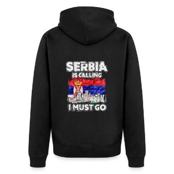 Serbie - Veste à capuche bio Premium Unisexe - noir - Dos - Nico (187cm)