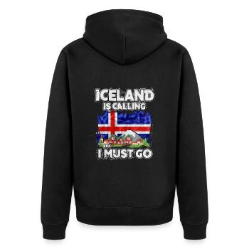 Island - Unisex Premium Bio Zip Hoodie - Schwarz - Hinten - Nico (187cm)