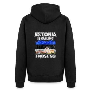 Estland - Unisex Premium Bio Zip Hoodie - Schwarz - Hinten - Nico (187cm)
