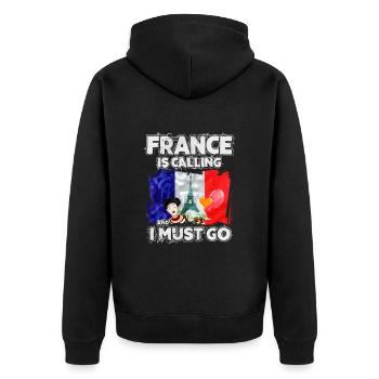 Frankreich - Unisex Premium Bio Zip Hoodie - Schwarz - Hinten - Nico (187cm)