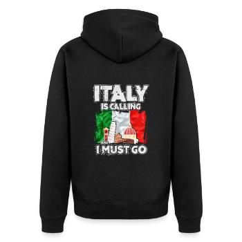 Italien - Unisex Premium Bio Zip Hoodie - Schwarz - Hinten - Nico (187cm)