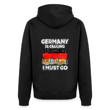 Deutschland - Unisex Premium Bio Zip Hoodie - Schwarz - Hinten - Nico (187cm)