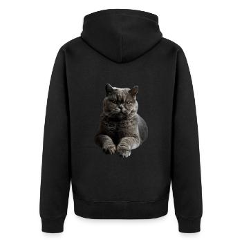 British Shorthair - Unisex Premium Bio Zip Hoodie - Schwarz - Hinten - Nico (187cm)