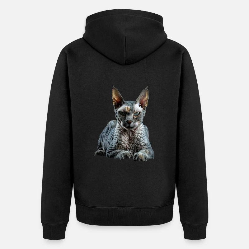 Devon Rex - Unisex Premium Organic Zip Hoodie - black