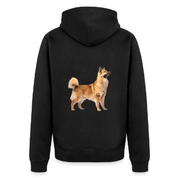 Norwegian Buhund Dad Papa - Unisex Premium Organic Zip Hoodie - black - Back - Nico (187cm)