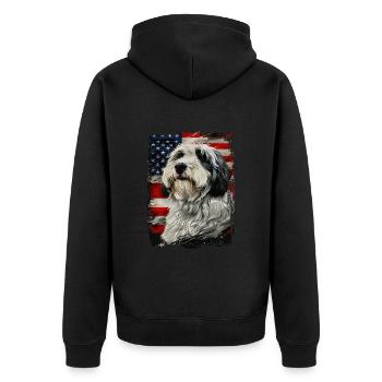 American Flag Bobtail - Unisex Premium Organic Zip Hoodie - black - Back - Nico (187cm)