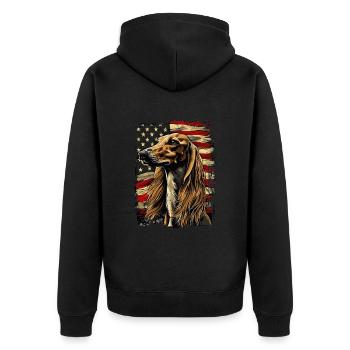 Saluki America États-Unis - Veste à capuche bio Premium Unisexe - noir - Dos - Nico (187cm)