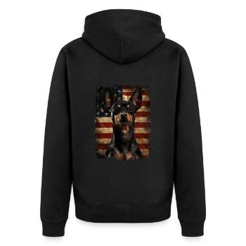 Pinscher nain Amérique États-Unis - Veste à capuche bio Premium Unisexe - noir - Dos - Nico (187cm)