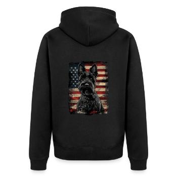 Scottish Terrier America Usa - Unisex Premium Organic Zip Hoodie - black - Back - Nico (187cm)