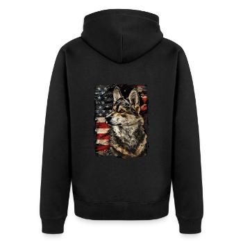 Vallhund suédois-Amérique États-Unis - Veste à capuche bio Premium Unisexe - noir - Dos - Nico (187cm)