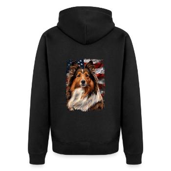 Chien de berger Shetland Amérique États-Unis - Veste à capuche bio Premium Unisexe - noir - Dos - Nico (187cm)
