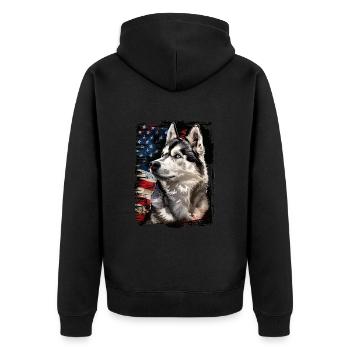 Husky de Sibérie Amérique États-Unis - Veste à capuche bio Premium Unisexe - noir - Dos - Nico (187cm)