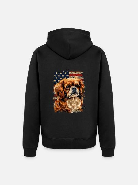 Tibet Spaniel America Usa - Unisex Premium Organic Zip Hoodie - black