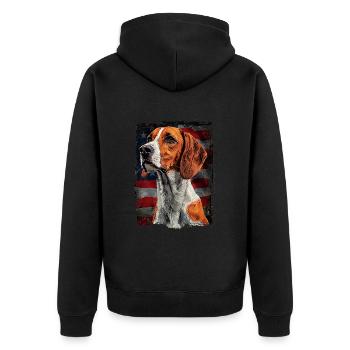 Englischer Foxhound, Amerika Usa - Unisex Premium Bio Zip Hoodie - Schwarz - Hinten - Nico (187cm)