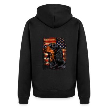 Gordon Setter Amerika Usa - Unisex Premium Bio Zip Hoodie - Schwarz - Hinten - Nico (187cm)