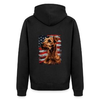 Irish Terrier America Usa - Unisex Premium Organic Zip Hoodie - black - Back - Nico (187cm)