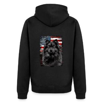 Keeshond Amerika Usa - Unisex Premium Bio Zip Hoodie - Schwarz - Hinten - Nico (187cm)