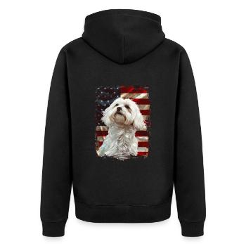 Maltesische Amerika Usa - Unisex Premium Bio Zip Hoodie - Schwarz - Hinten - Nico (187cm)