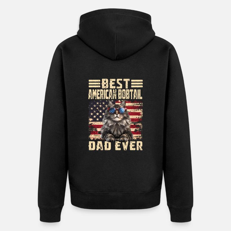 American Bobtail Papa - Unisex Premium Bio Zip Hoodie - Schwarz