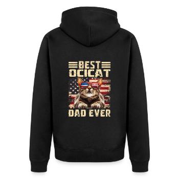 Ocicat Papa - Unisex Premium Organic Zip Hoodie - black - Back - Nico (187cm)