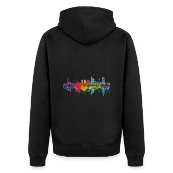 Ludwigshafen am Rhein - Unisex Premium Bio Zip Hoodie - Schwarz - Hinten - Nico (187cm)