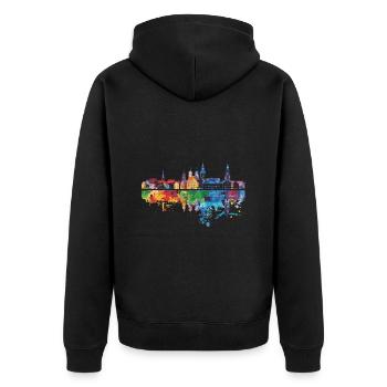 Meerbusch - Unisex Premium Organic Zip Hoodie - black - Back - Nico (187cm)