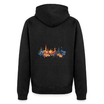 Minden - Unisex Premium Bio Zip Hoodie - Schwarz - Hinten - Nico (187cm)