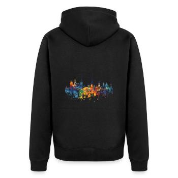 Neunkirchen-Seelscheid - Unisex Premium Bio Zip Hoodie - Schwarz - Hinten - Nico (187cm)